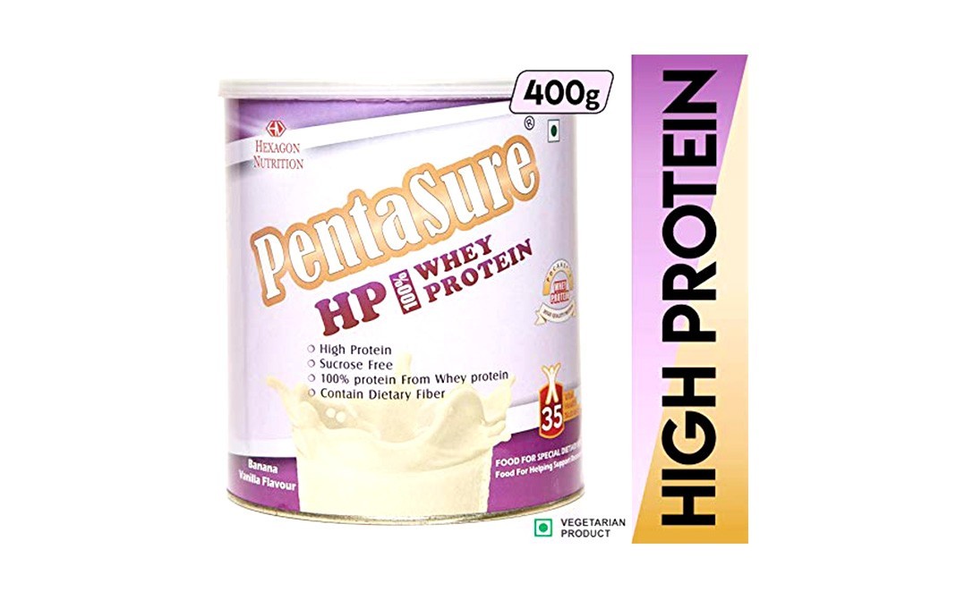 PentaSure HP 100% Whey Protein Banana Vanilla Flavour   Container  400 grams
